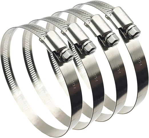 4" (Diameter) Adjustable 304 Stainless Steel Duct Clamps Hose Clamp Pipe Clamp Air Ducting Clamp worm drive hose clamps (4Pcs, 91mm-114mm)