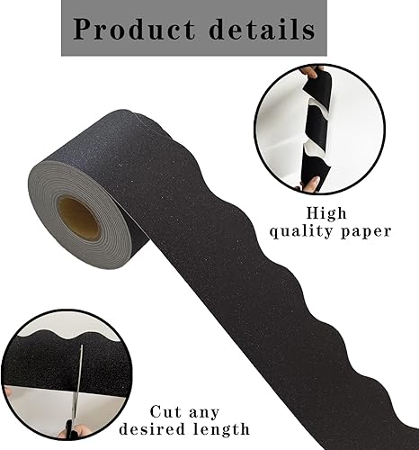 Miniatura 70 de Bordes de tablón de anuncios de 65 pies, bordes festoneados brillantes, borde decorativo para póster, decoración de aula para escuela, tiras de Verde