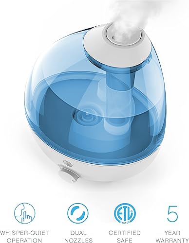 Vista 11 de Pure Enrichment MistAire Humidificador ultrasónico premium con tanque de agua de 1.5L, funcionamiento silencioso, apagado automático y función
