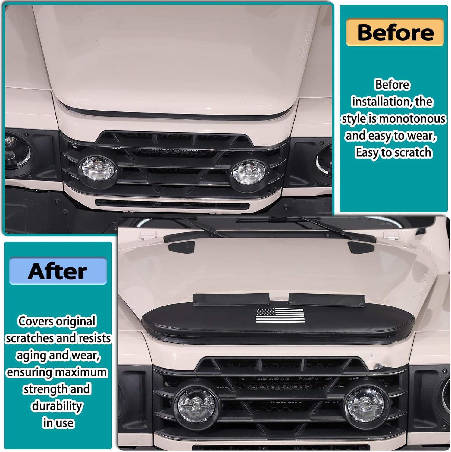 Car Bonnet Mask Hood Bra Compatible with Ineos Grenadier 2020-2025,Hood Protector - Front Cover Mask Accessories (Style B)