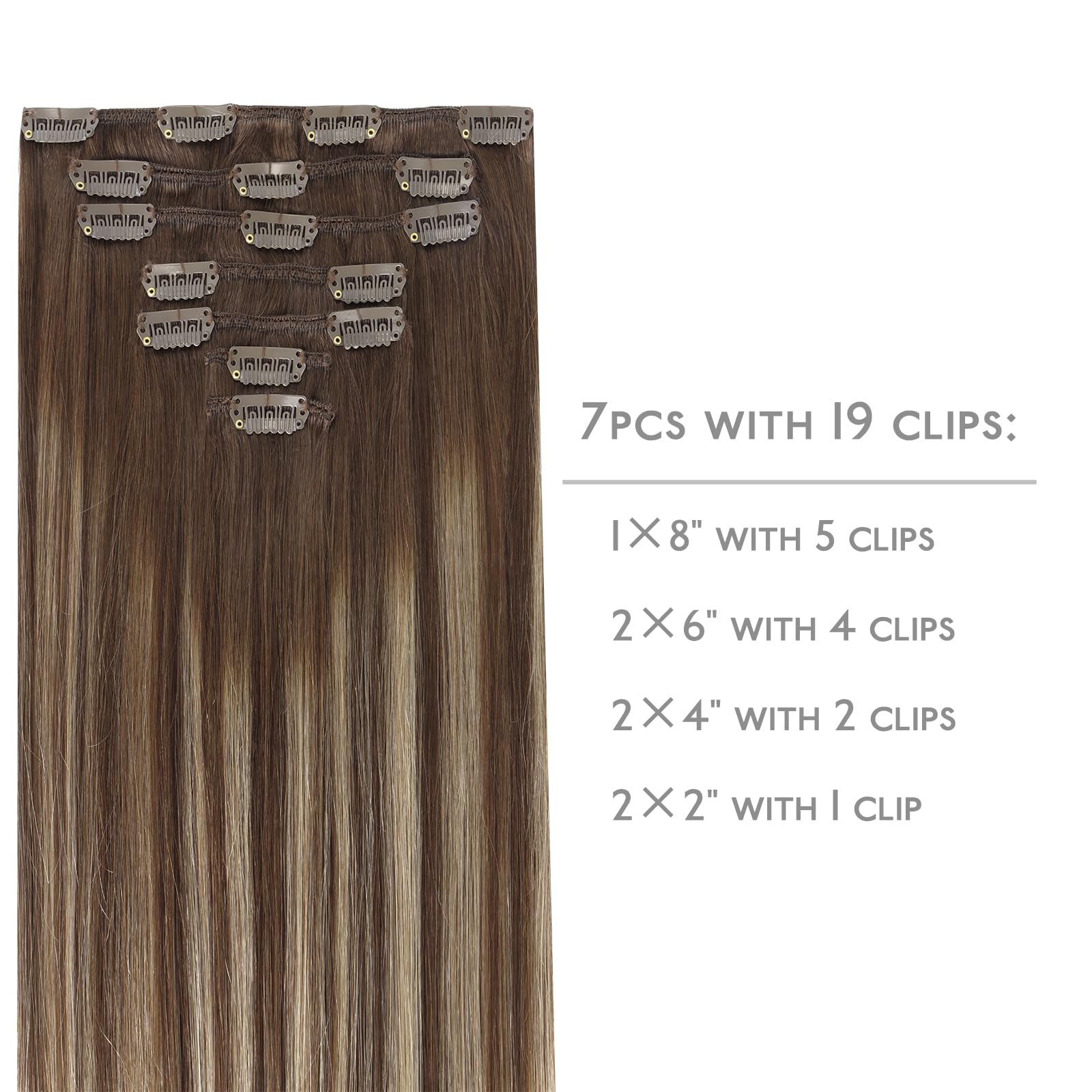 WENNALIFE Clip in Hair Extensions Human Hair 16 Inch 120g 7pcs Dark Brown Hair Extensions Clip in for Women Real Human Hair Double Weft Rallonge Cheveux Humain Extension Real Hair Extensions — view 174