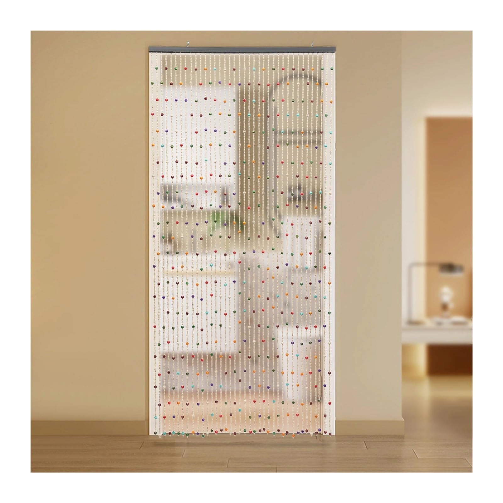 XUWEWI 38-Strand Handcrafted Wooden Bead Curtain, Chinese Style Room Divider For Doors Window For Doorway