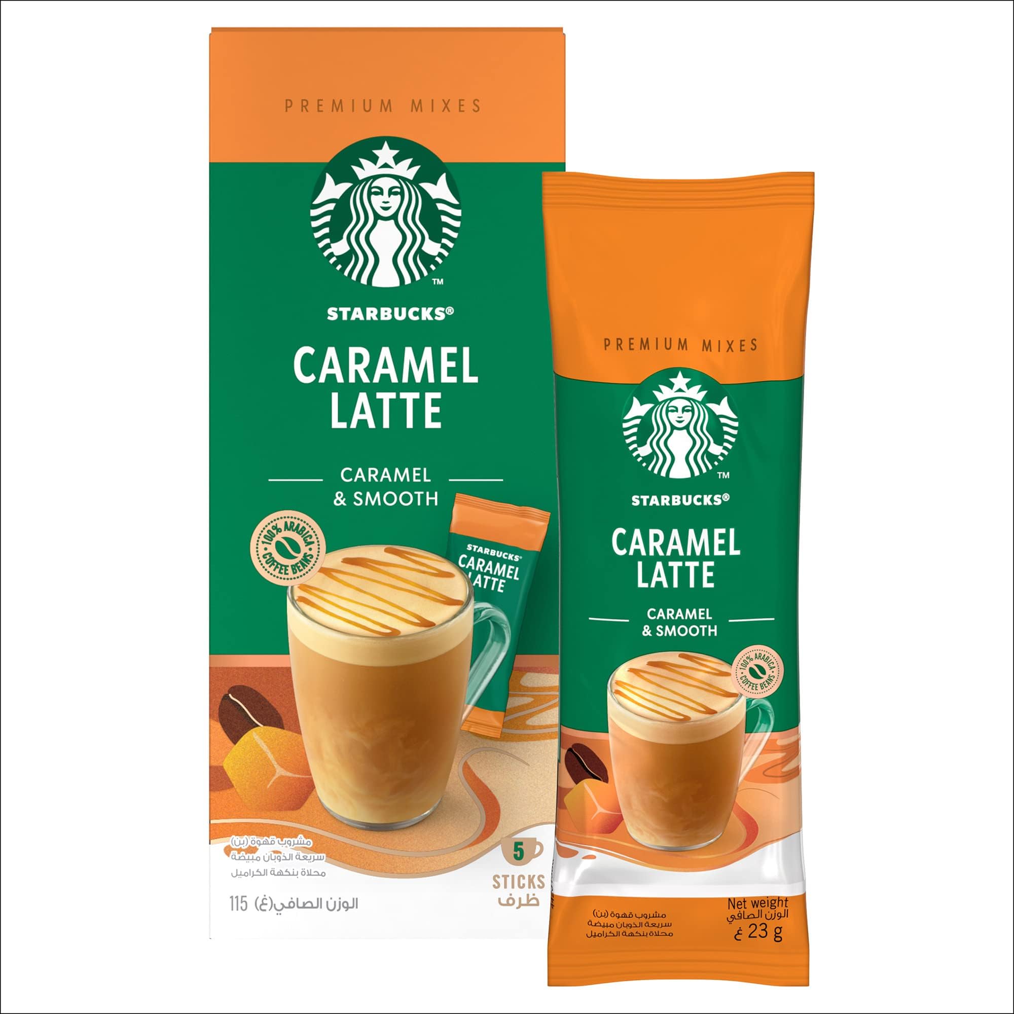 Caramel Latte Premium Instant Coffee Mix 23g Stick (5 Sticks) Box