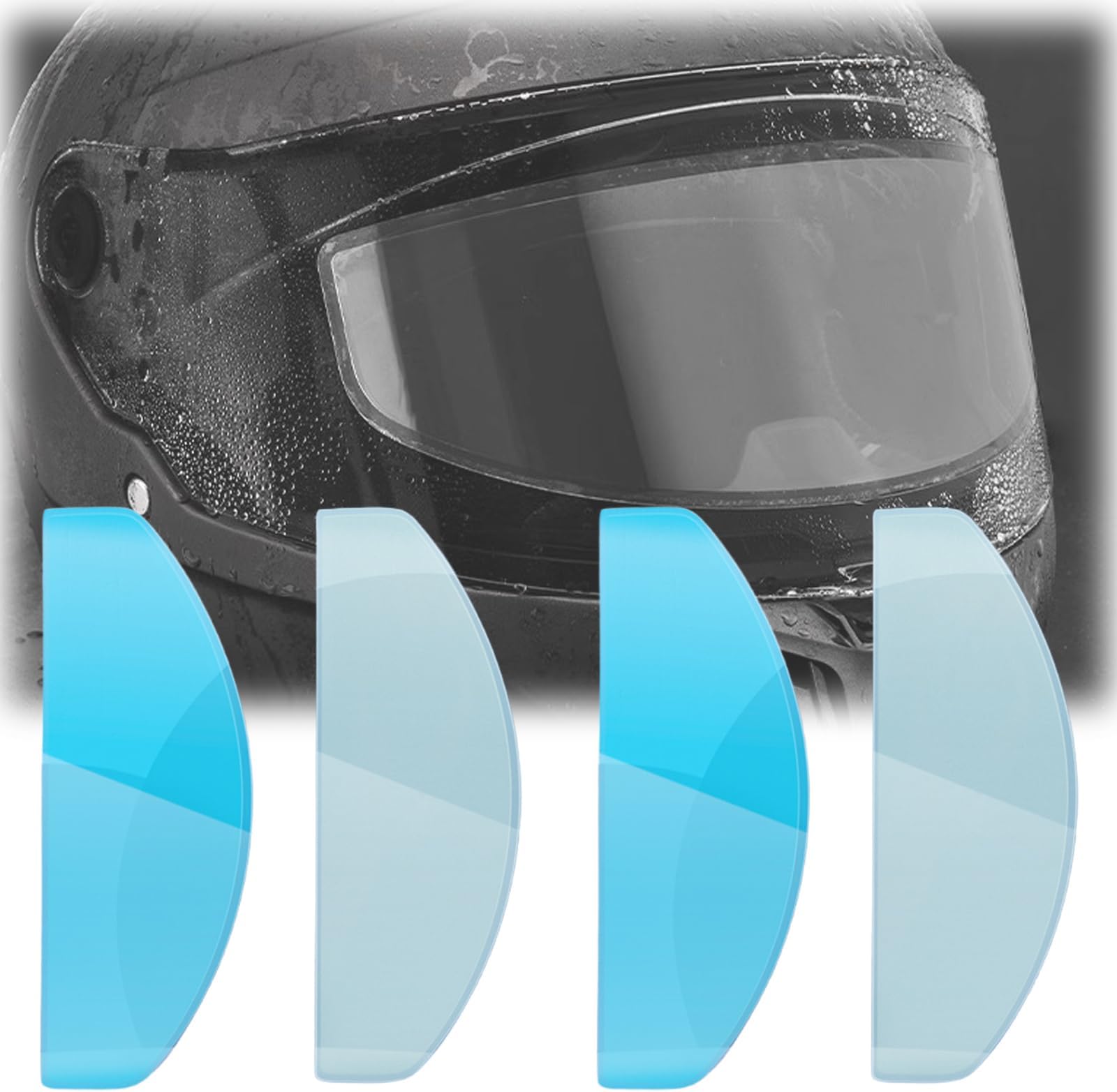 4PCS Motorcycle Helmet Visor Anti-Fog & Rainproof Film for MT KRE+, Clear HD Vision Shield Insert with Tool Kit Motorcycles Visors Rainproof Sticker,B/Large