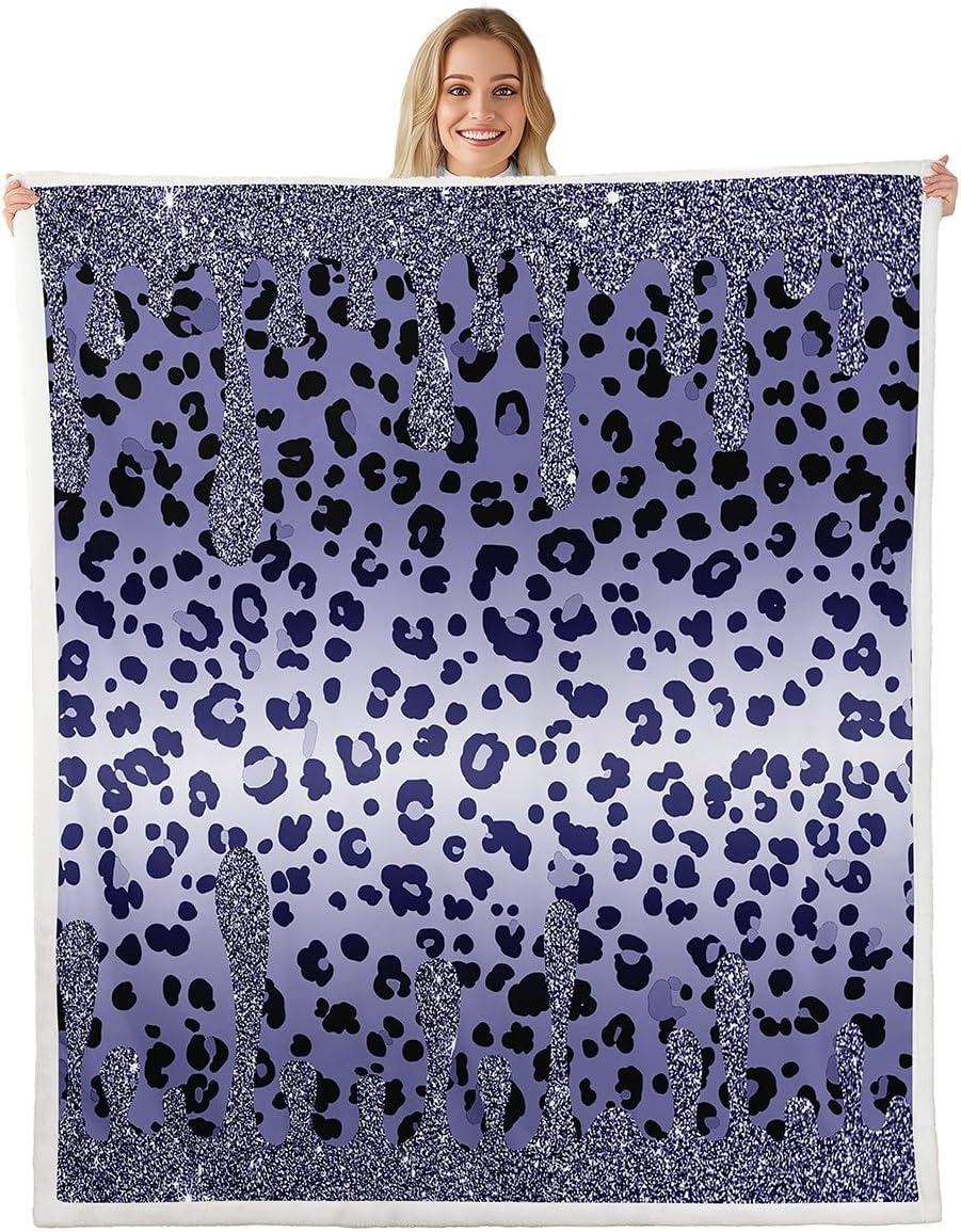Leopard Print Fleece Blanket,Rainbow Cheetah Print Plush Blanket for Kids Teens,Lovely Room Decor,Colorful Wild Animal Skin Print Flannel Blanket,Twin 60"x80"