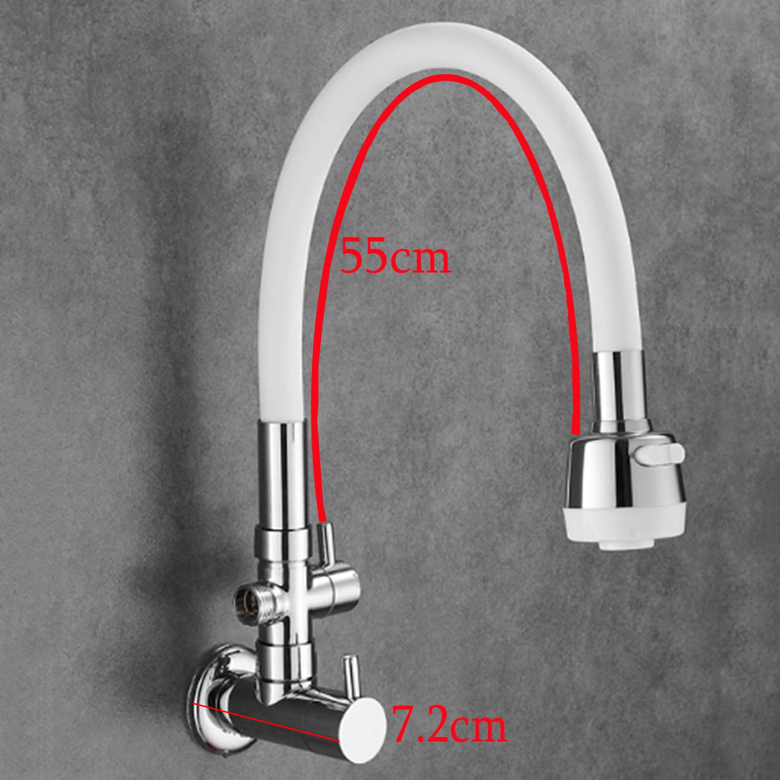 Rubinetto A Parete Bagno Miscelatore Doppia Uscita Rubinetto Solo Acqua Fredda Foro Singolo Adatto per Lavatrice,Bianco