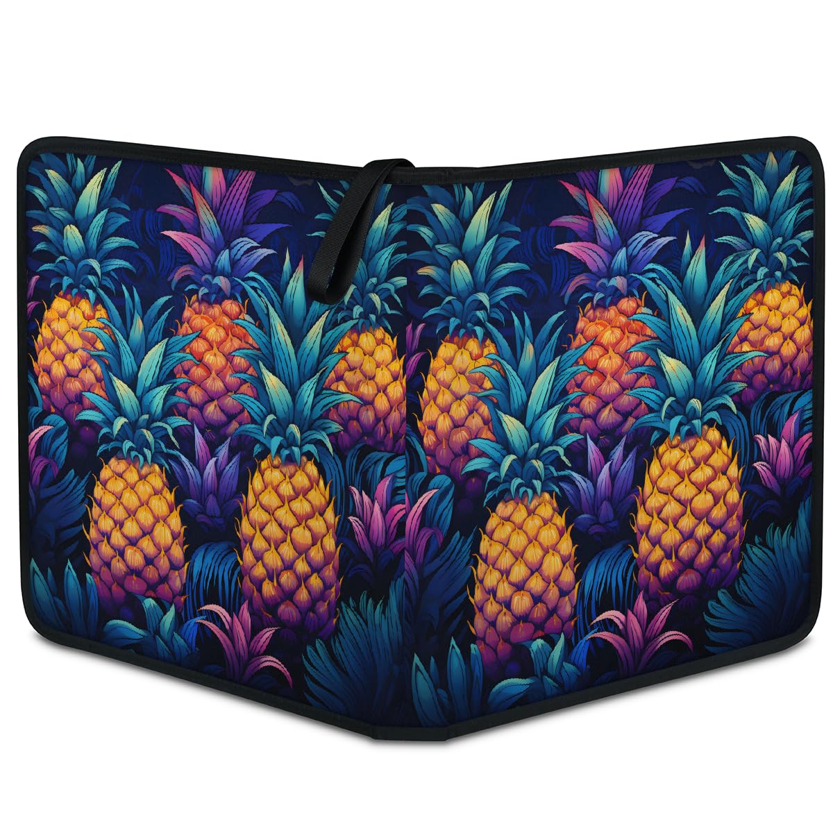 Raccoglitore per carte collezionabili con 9 tasche con ananas, raccoglitore per carte con maniche rimovibili, impermeabile, con cerniera, 50 pagine, capacità 900 carte