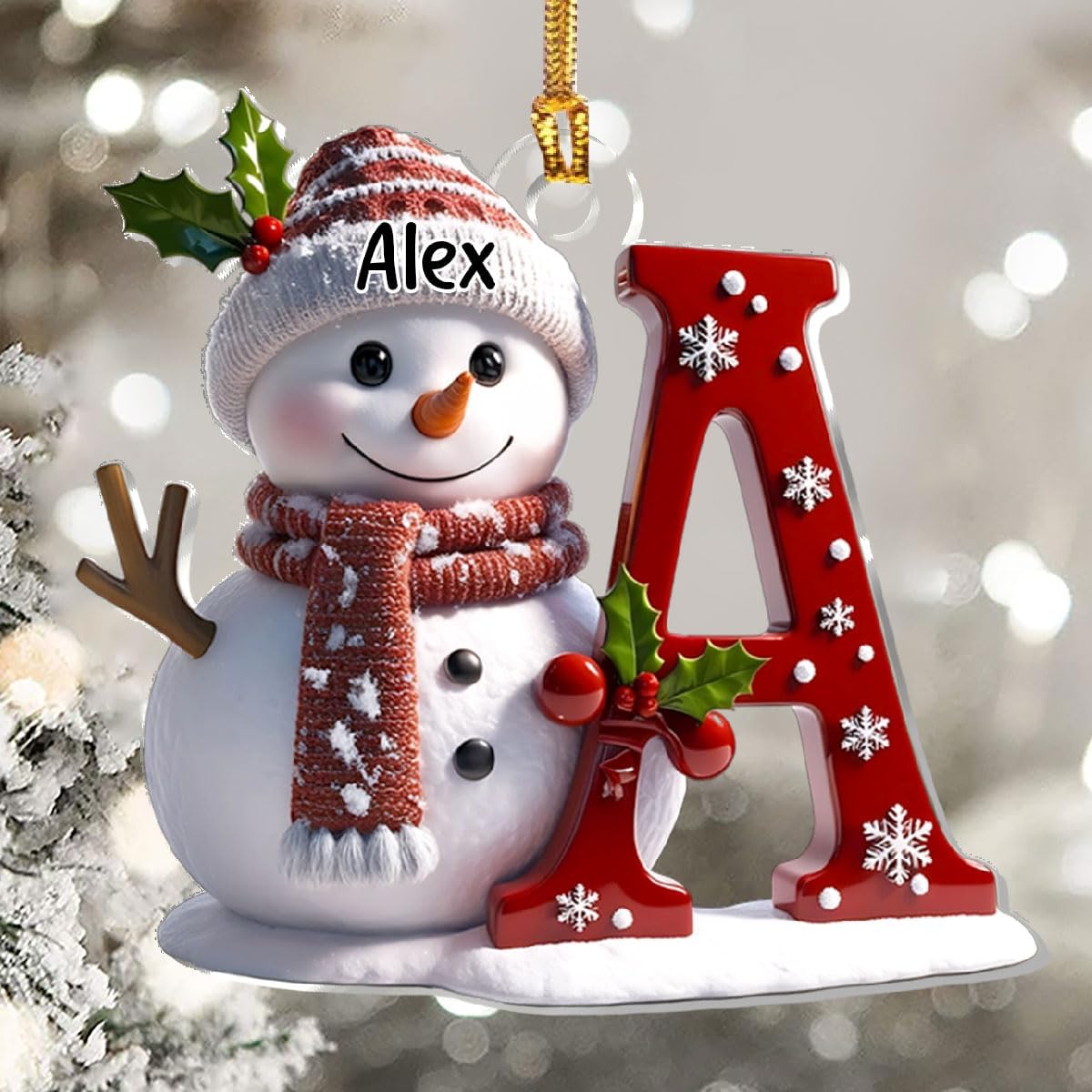 Joymade Personalized Acrylic Ornament for Women, Men, Grandma, Bestie (Snowman Merry Christmas) - Image 6