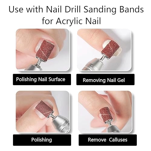 Miniatura 6 de Brocas para uñas, mandril de banda de lijado, 332 pulgadas, fácil de quitar, broca de uñas E-file para banda de lijado, máquina de taladro eléctrico
