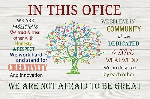 Póster con texto en inglés In This Office, póster vintage divertido de 12 x 8 pulgadas para decoración de pared, regalo de arte retro