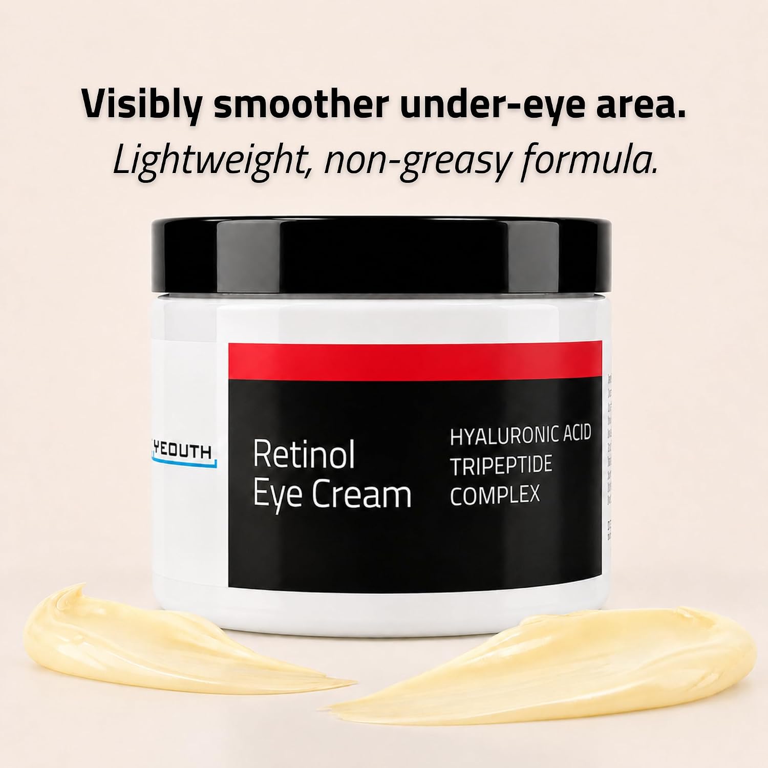 YEOUTH Retinol Eye Cream with Hyaluronic Acid and Tripeptide Complex, Under Eye Hydrating Cream for Puffiness and Bags, 2oz