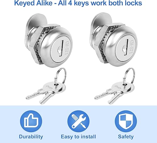 Miniatura 6 de Reemplazo de cerradura de caja de herramientas para camión, 2 unidades con llave similar, cilindro de 58 pulgadas para caja de herramientas de