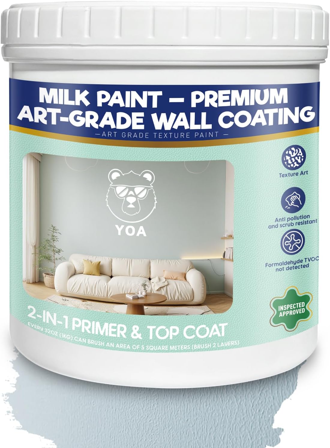 YOA Sheepskin Texture Wall Paint, Manor White 32 oz, For Walls and Ceilings – DIY Wall Repair and Decorative, Finish for Living Room Bedroom Hallway