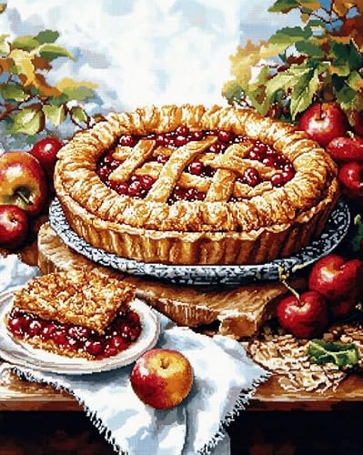 AxiangziK Stamped Cross Stitch Kits for Adults,Fruits and Food Beginners DIY Gift Embroidery Needlework Crafts Home Decor 16x20 inch Easy (11CT Pre-Printed)