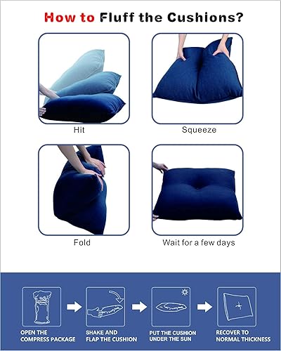 Miniatura 6 de BOSSIMA Cojines para muebles de patio, cómodos cojines de asiento profundo para sofá biplaza para interiores y exteriores (mezcla de amarillogris)