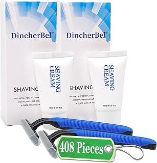 Shave Kit in Bulk, Smooth Shave Disposable Razor and Cream(12g), Individually Wrapped Toiletries Amenities for Hotel, Airbnb, Homeless, Shelter, Camping and Travel (408 Pack)