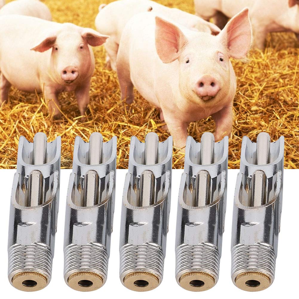 10 pièces Abreuvoir pour Porcs en Acier Inoxydable, Abreuvoirs Automatiques à TéTine avec Capuchon en cuivre Abreuvoir à Bec de Canard pour Porc bétail Animaux