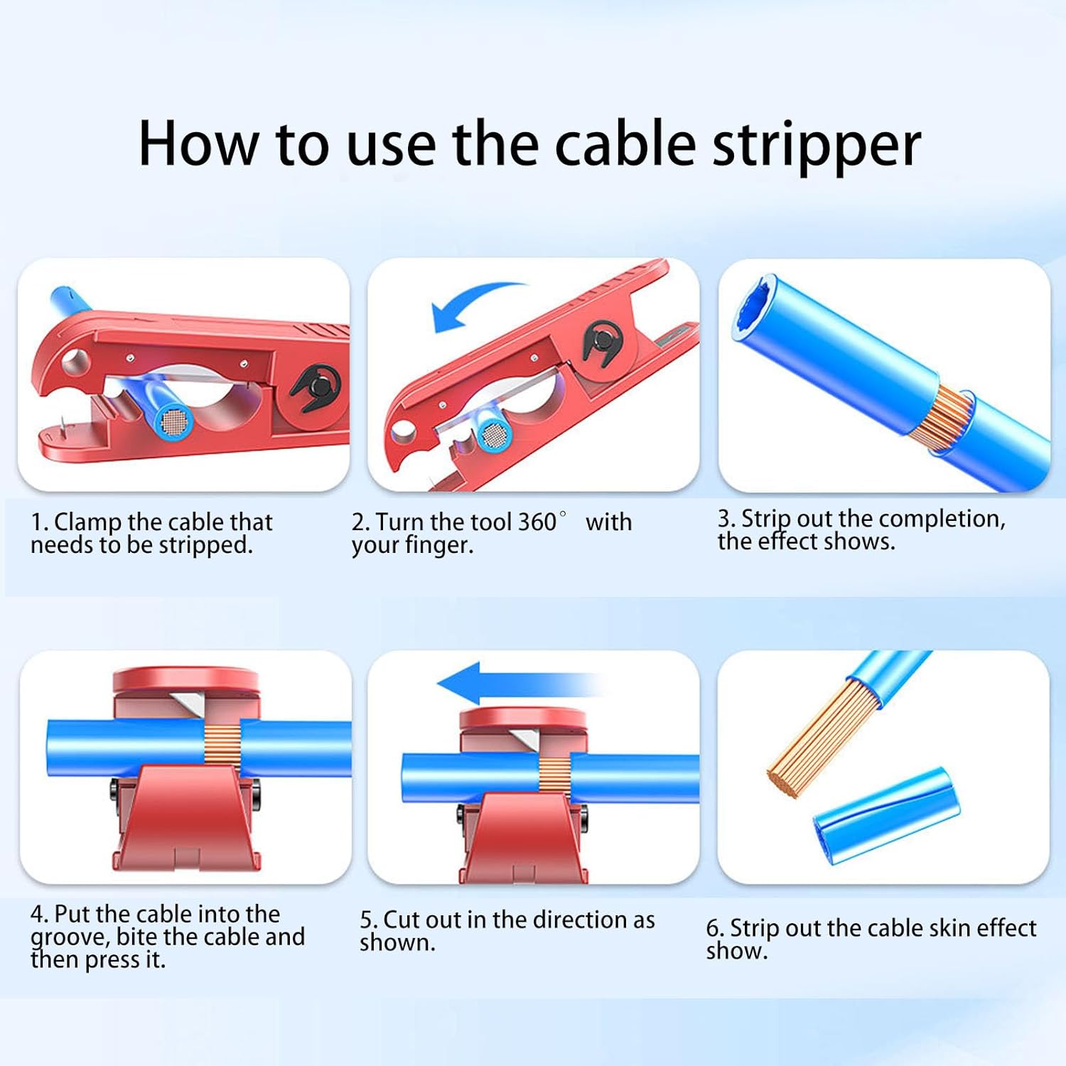 Wire Stripping Machine, Wire Stripper Accurate Crimping 360° Rotation Cutting Wire Stripper Crimper Electrical Cable Wire Stripping Tool for Scrap Wire