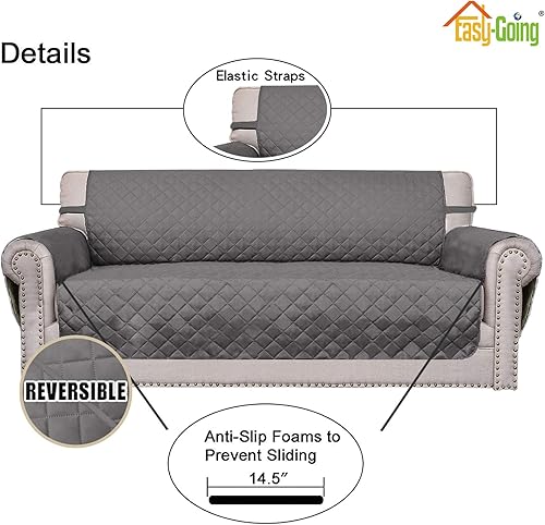 Miniatura 59 de Easy-Going - Funda reversible para sofá, resistente al agua, con varillas de espuma y correas elásticas, protector de muebles para mascotas y perros