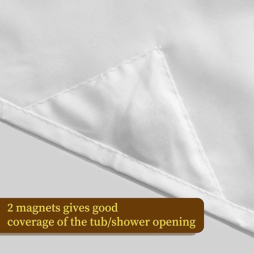 Miniatura 4 de Barossa Design Paquete de 2 forros de cortina de ducha de tela ligeros, forros de ducha de tela blanca con imanes, lavables y repelentes al agua, 12