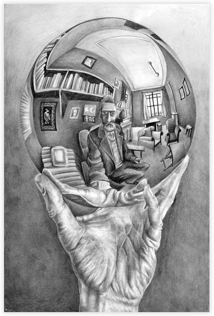 Waeta Rnvzx M. C. Escher Posters Hand with Reflecting Sphere Canvas Wall Art Modern Painting M. C. Escher Print For Home Decor Picture 50x70cm No Frame