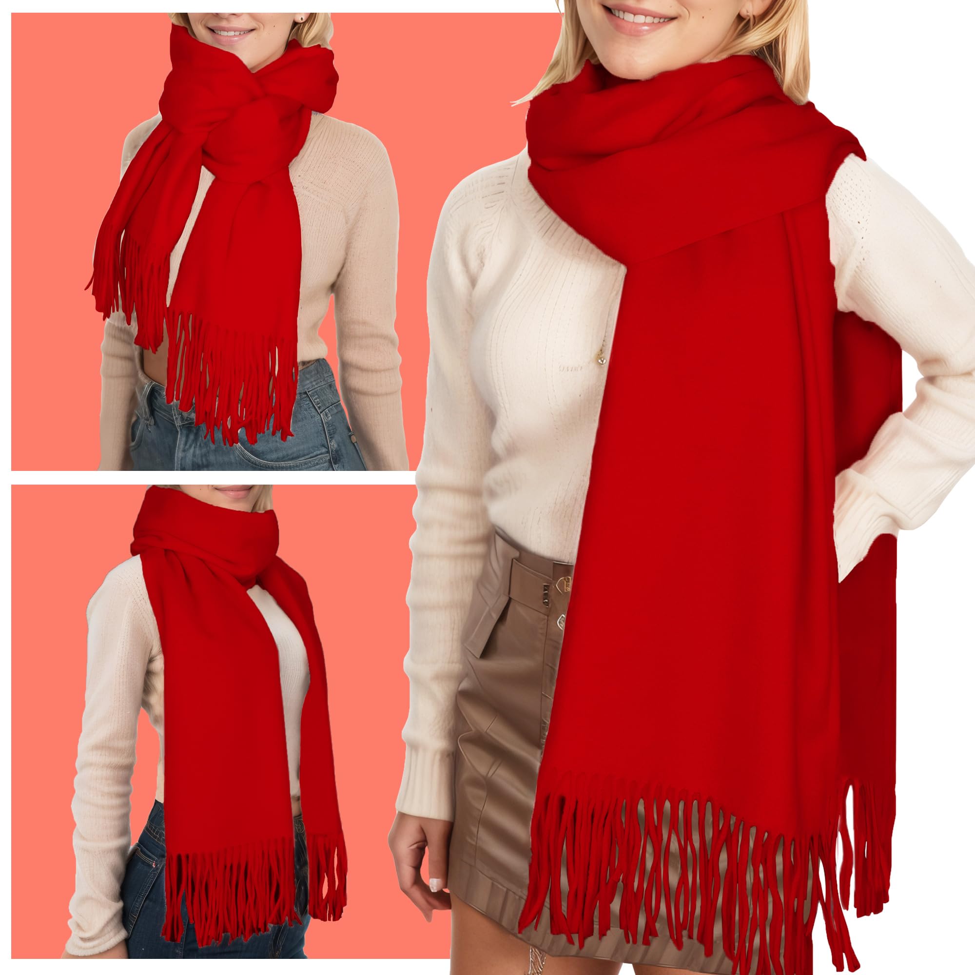 ehsbuy Schal Damen Winter Kaschmir Langer Großer Weiche Warme Pashmina Cashmere Schal für Weihnachten Hochzeitsgeschenke Geschenke für Frauen