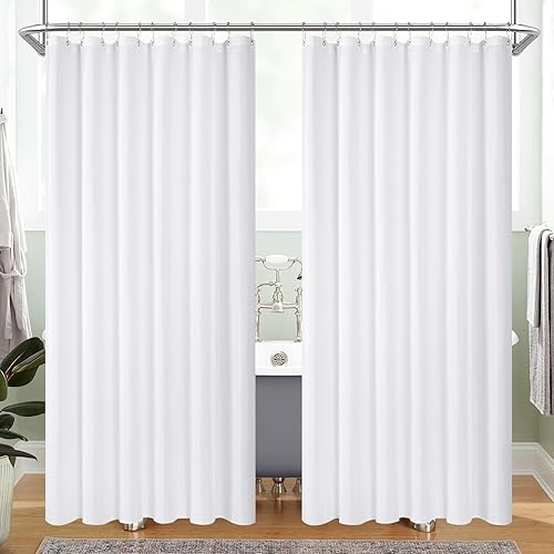MitoVilla Paquete de 2 Forros de Cortina de Ducha de Tela Blanca - 72" An x 72" Al, Cortina de Ducha Simple o Forro para Decoración de Baño de Hotel