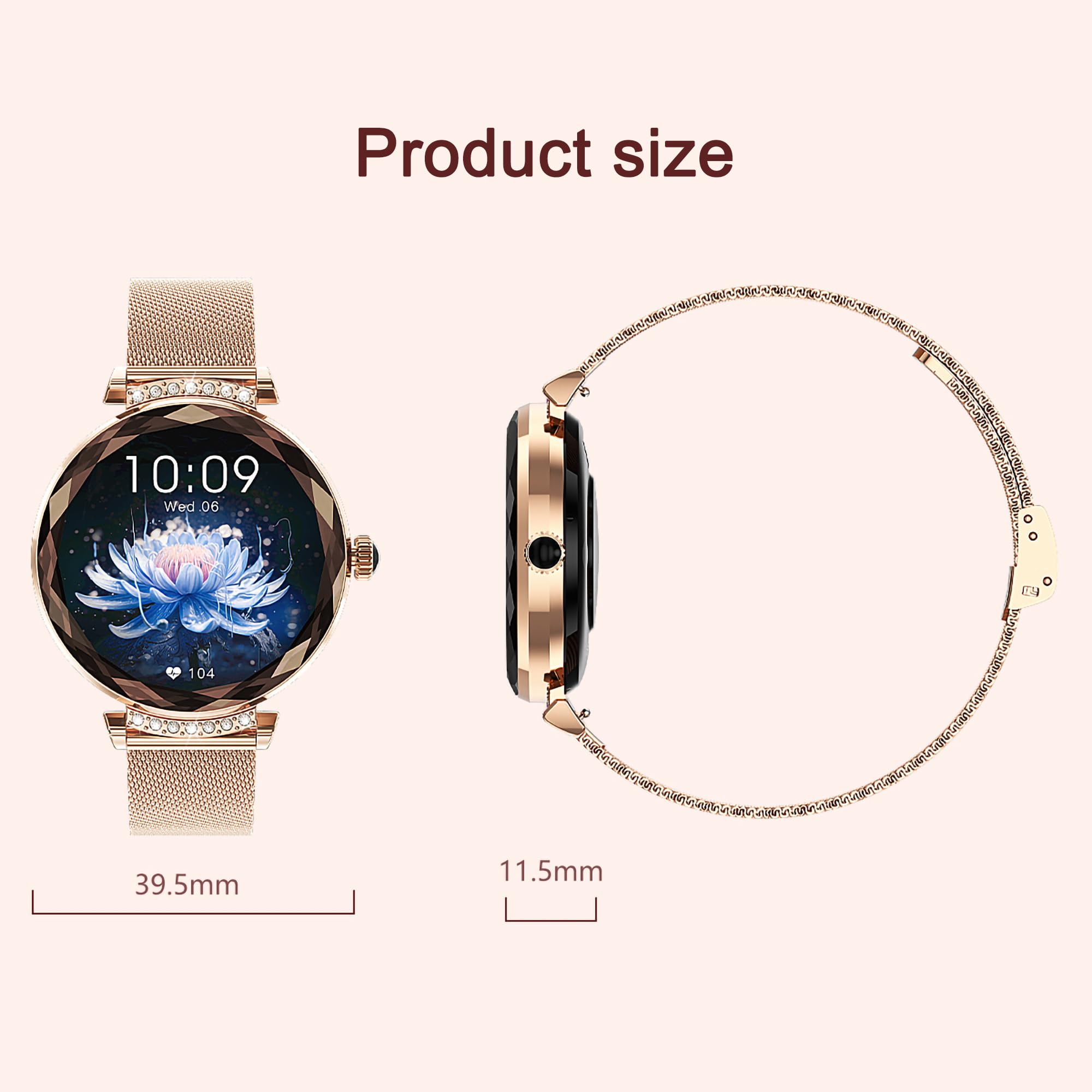 LONGLU Montre Intelligente pour Femmes avec Appel téléphonique Bluetooth pour iPhone et téléphones Android Tracker de Fitness Multi-Sport avec réponse/appels imperméable (Argenté)