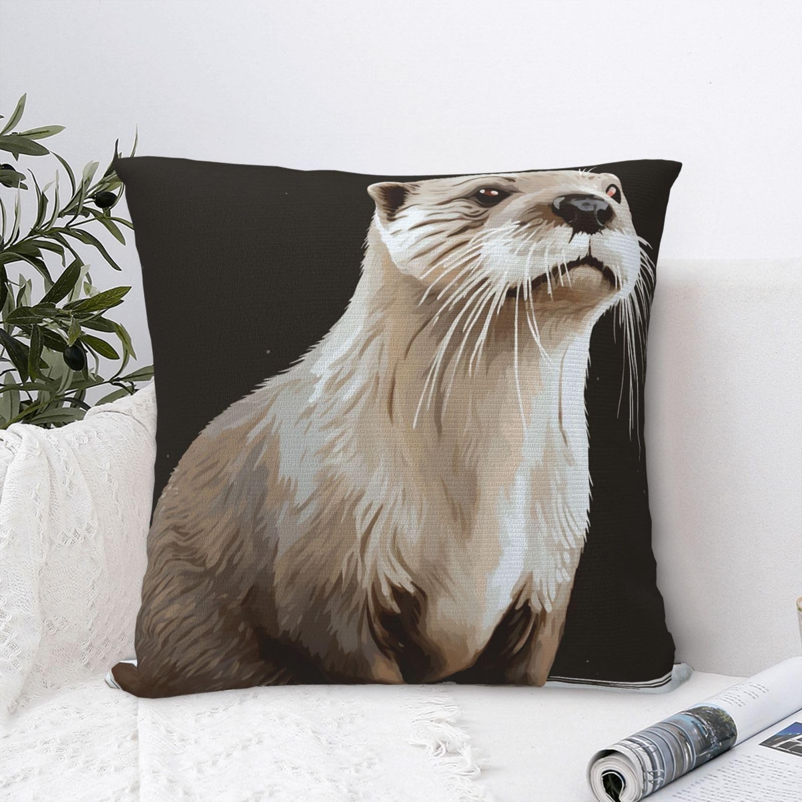 FodPand Luxury Velvet Throw Pillow Covers 18"x18" Super Soft Decorative Pillow Cases - Otter Pillowcases Modern Lumbar Cushion Cases for Couch Sofa Bed Pillow Shams