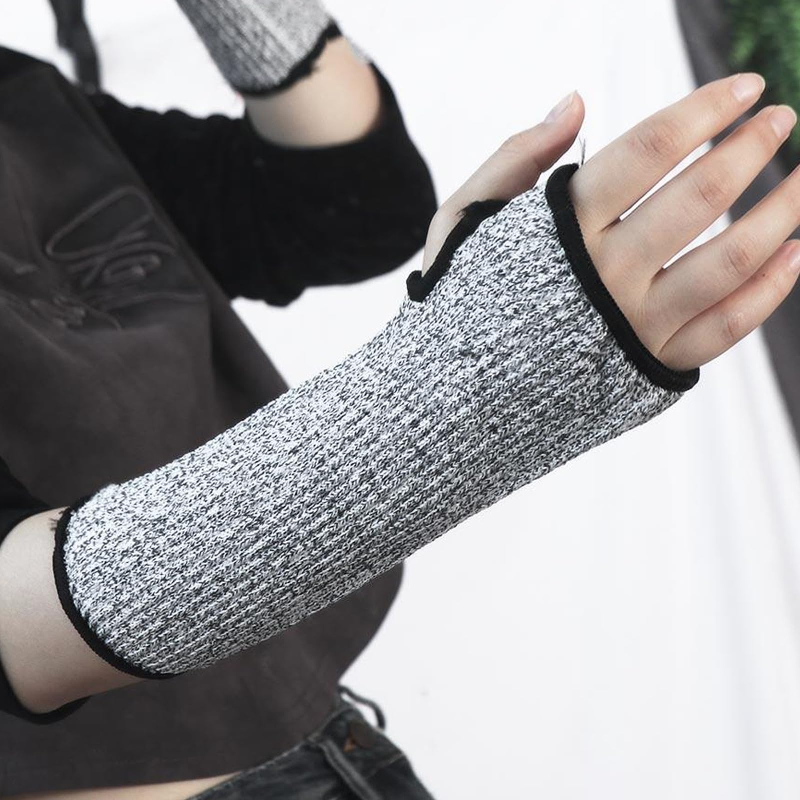 Manguito de protección contra cortes, 45 cm, gris, Nylon HPPE Spandex, transpirable, para construcción, cocina, jardinería, trabajadores y protección del antebrazo