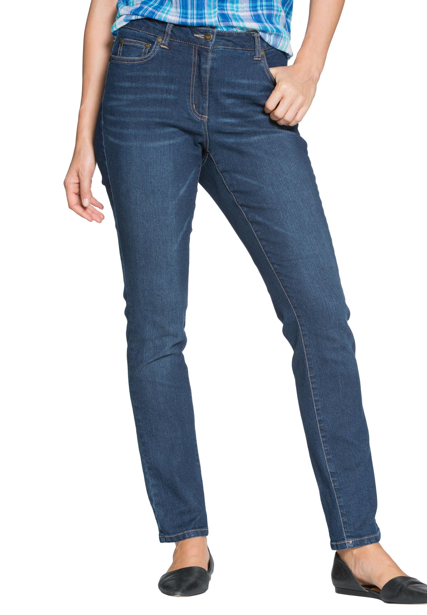 Woman Within Plus Size Stretch-Denim Slim-Leg Five-Pocket Jeans