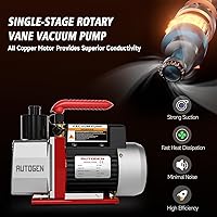 Vista 2 de Bomba de vacío de 5 CFM, bomba de vacío HVAC de 1/2 HP, 38 micrones, 110V para R12 R22 R134a R410a, de 1 etapa para recarga de refrigerante