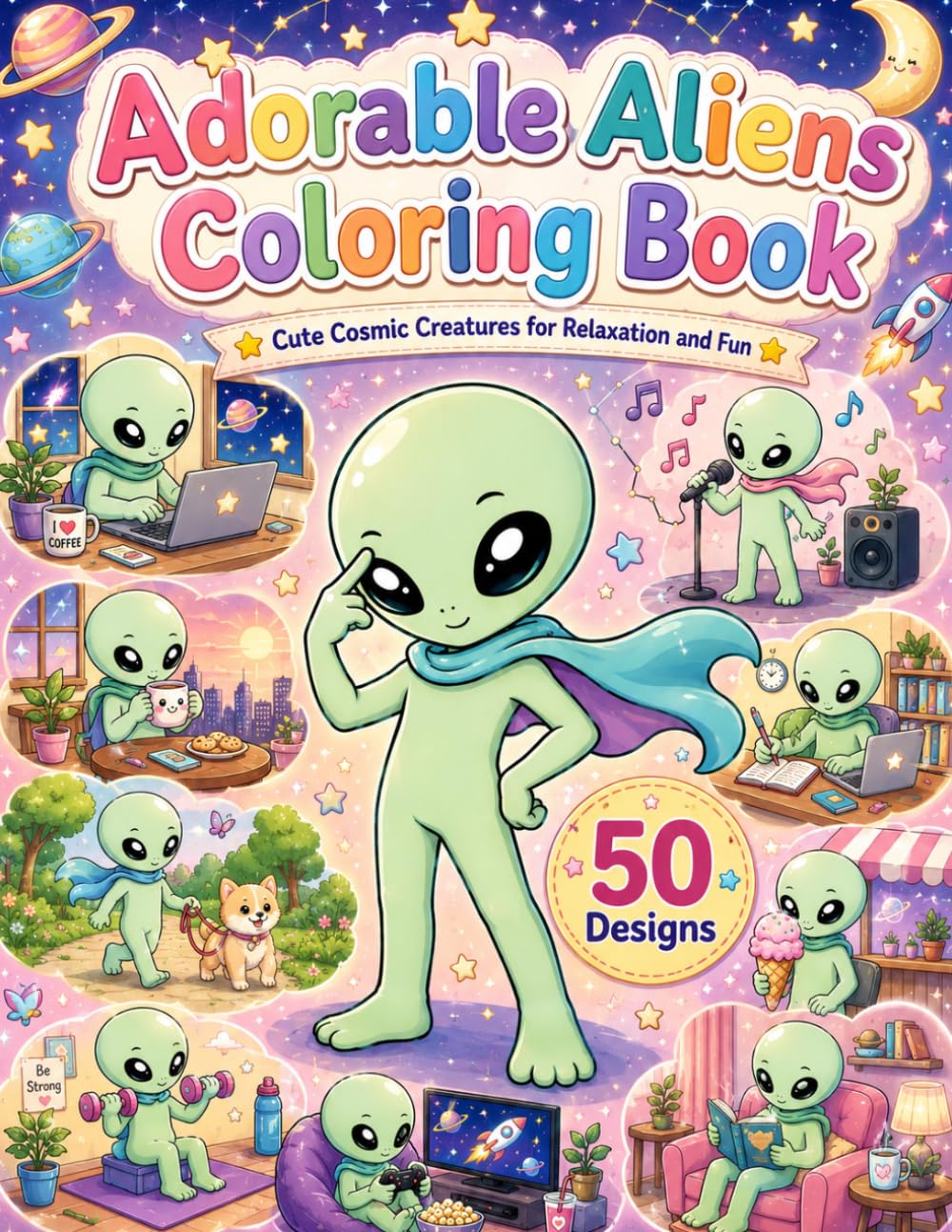 Adorable Aliens Coloring Book: Cute Cosmic Creatures for Relaxation and Fun