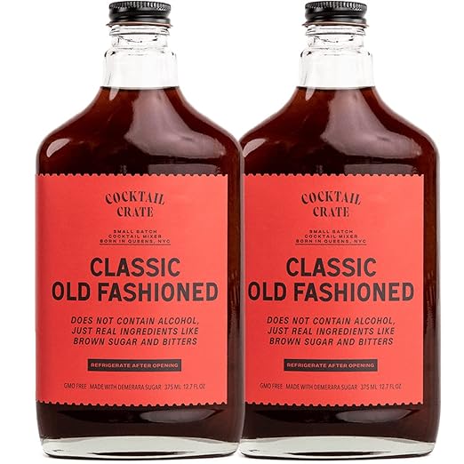 Cocktail Crate Old Fashioned Drink Mixer | Makes 34 Cocktails | Award-Winning Mixer for Classic Old Fashioned | Premium Syrup Handcrafted with Aromatic Bitters & Demerara Sugar | 12.7oz, 2 pack