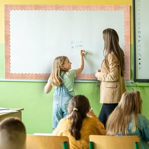 Miniatura 7 de Tablero de anuncios de arpillera de 72 pies, borde festoneado de arpillera marrón, bordes festoneados, rústico, troquelado, rayas de tablón de