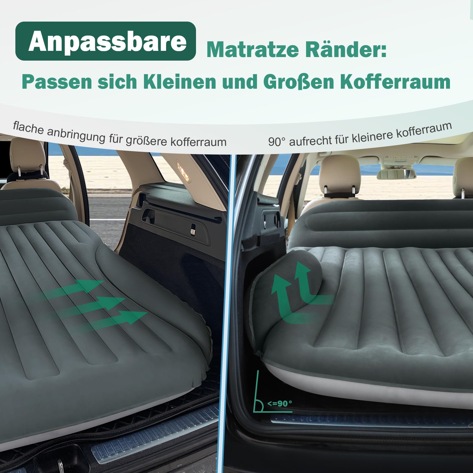 Ciremiv Car Auto Matratze mit dem Umfassendsten Auto Camping Schlafzubehör,Auslaufsichere, Bequeme, Langlebige Auto Luftmatratze,Luftbetten with Luftpumpe, für SUV Minivan MPV Road Trip Dachzelt