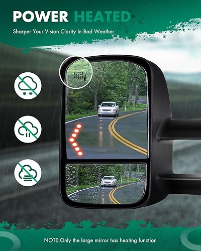 Miniatura 6 de SCITOO Espejos de remolque compatibles con Chevy 2003-2007 para Chevy para GMC Silverado Sierra (07 modelos clásicos), espejos de camioneta,