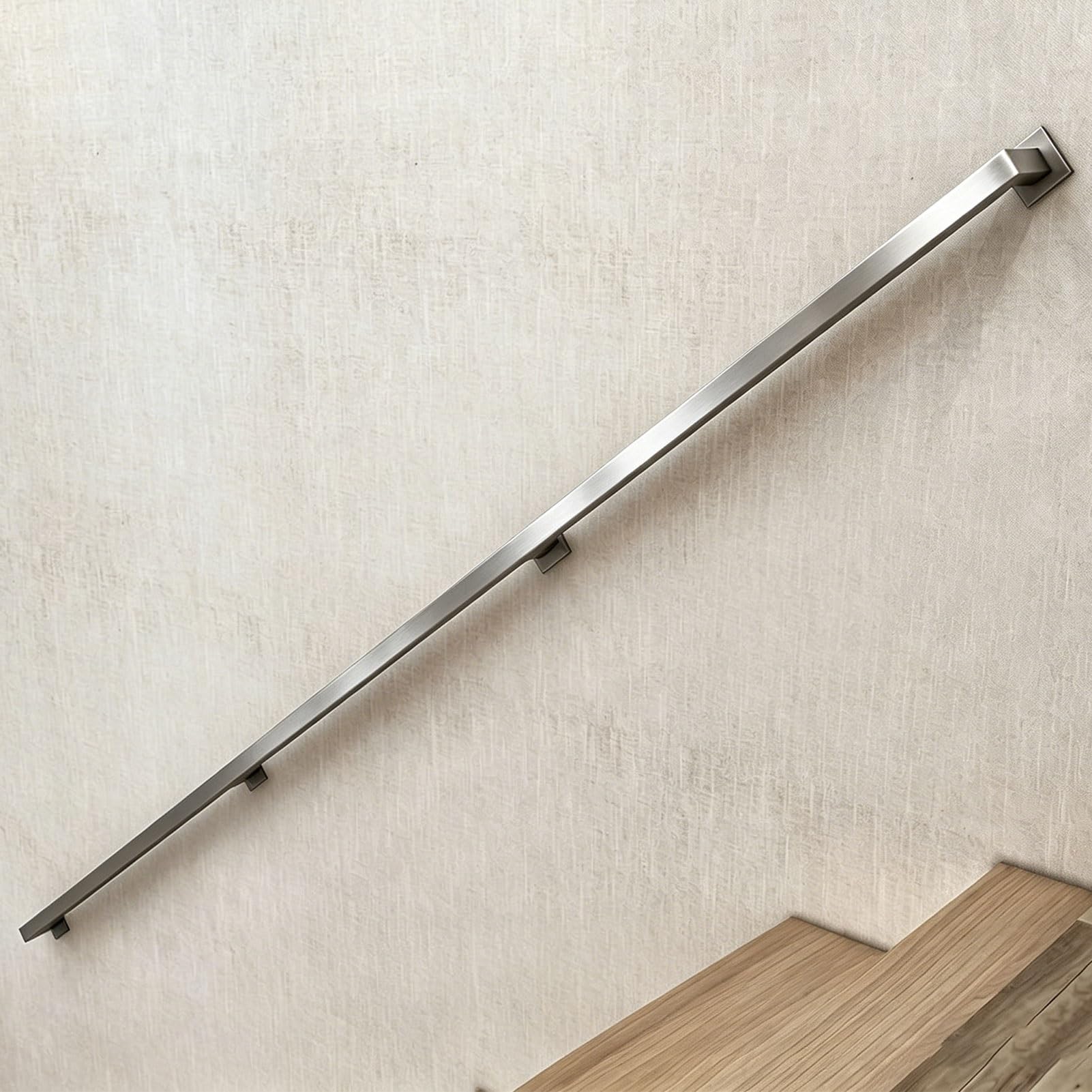 Stainless Steel Handrail for Stairs, 1m 2m 3m 3.5m 5m Wall-Mounted Stair Railing with Brackets, Indoor/Outdoor Staircase Handrail for Loft, Porch, Garage & Deck(18ft/540cm)
