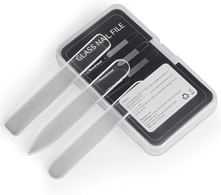 Glass Nail File Set with Storage Case, Professional Reusable Fingernail Files for Natural Nails, Portable Manicure Pedicure Tools for Home Travel, Perfect Gift for