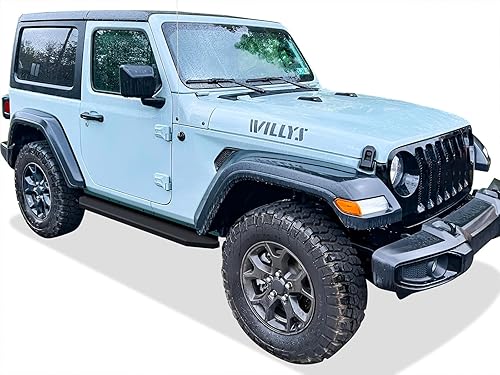 Miniatura 6 de APS Estribos negros estilo compatible con Jeep Wrangler JL 2018-2024 de 2 puertas (se deben quitar los estribos laterales de fábrica o rieles de