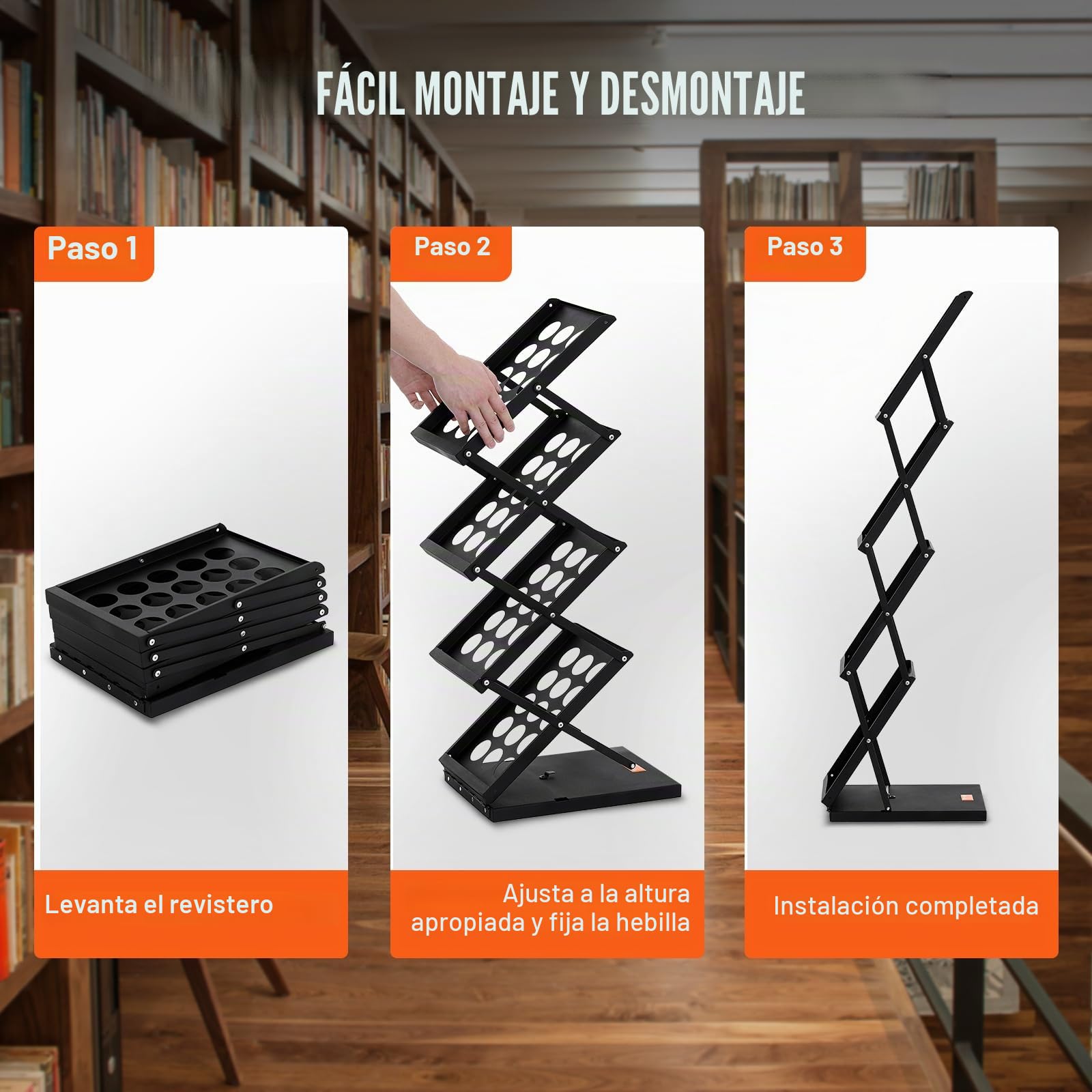 VEVOR Expositor Plegable para Revistas Soporte de Exhibición de Folletos 4 Niveles Estante Portátil para Folletos con Bolsa de Transporte para Exposiciones de Oficina, Ferias Comerciales, 4 Bolsillos