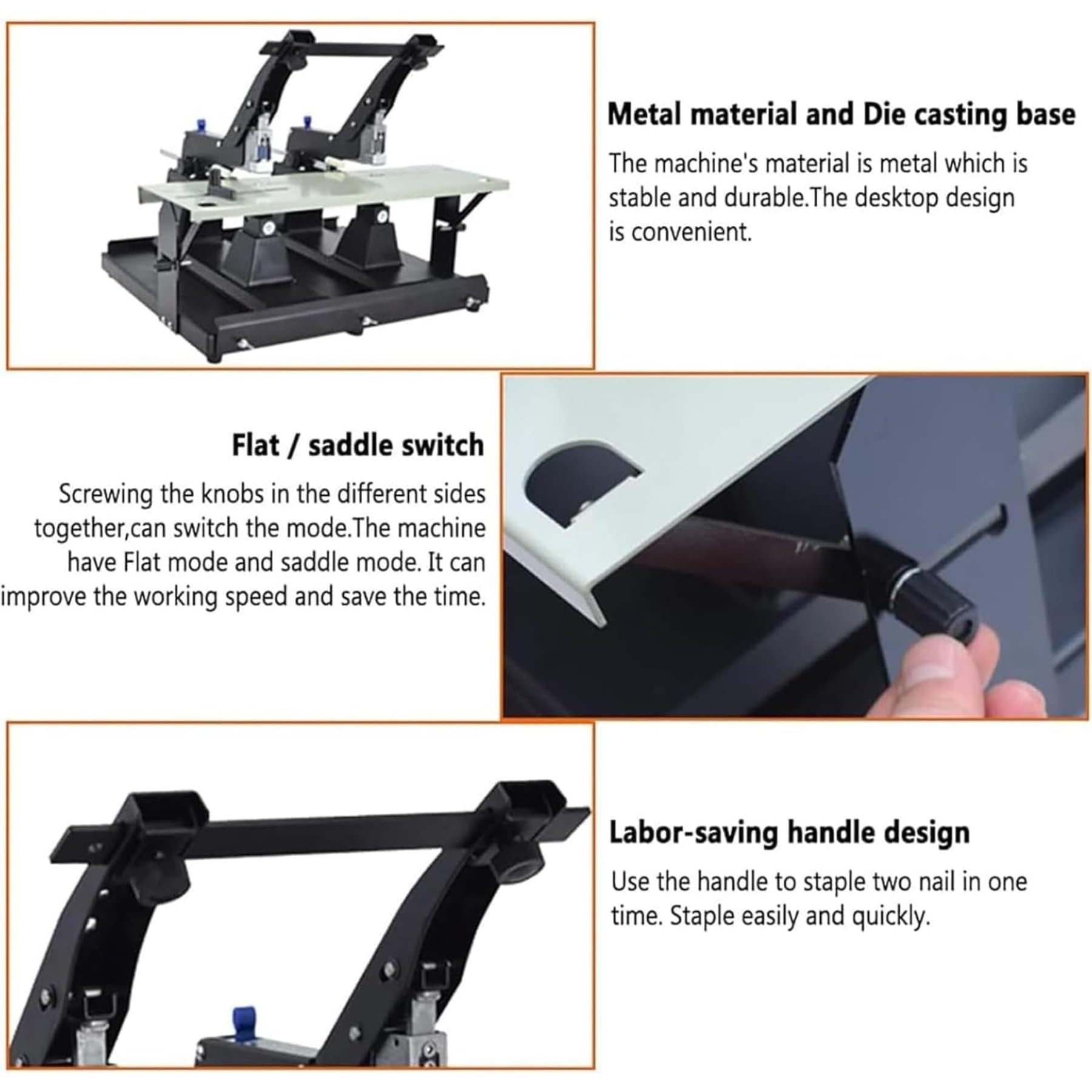 Cucitrice manuale da tavolo, doppia testa per rilegatura efficiente, lega fino a 60 fogli, larghezza 44 cm, profondità di rilegatura 10 cm, ideale per l'organizzazione di documenti in casa e in