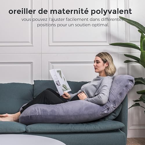 momcozy Cuscino Gravidanza U Velluto Ergonomico Laterale 145cm - 4