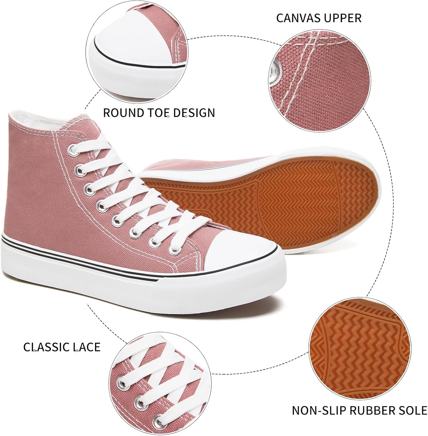 Iarus High Top Sneakers for Women White Canvas Comfortable Shoes for Women Walking Casual Sneakers Tennis Shoes - Image 3