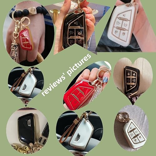 Miniatura 6 de Se adapta a Cadillac Key Fob Cover Car Key Chain Escalade ESV CT4 CT5 Accesorios, llavero pulsera de silicona para llaves