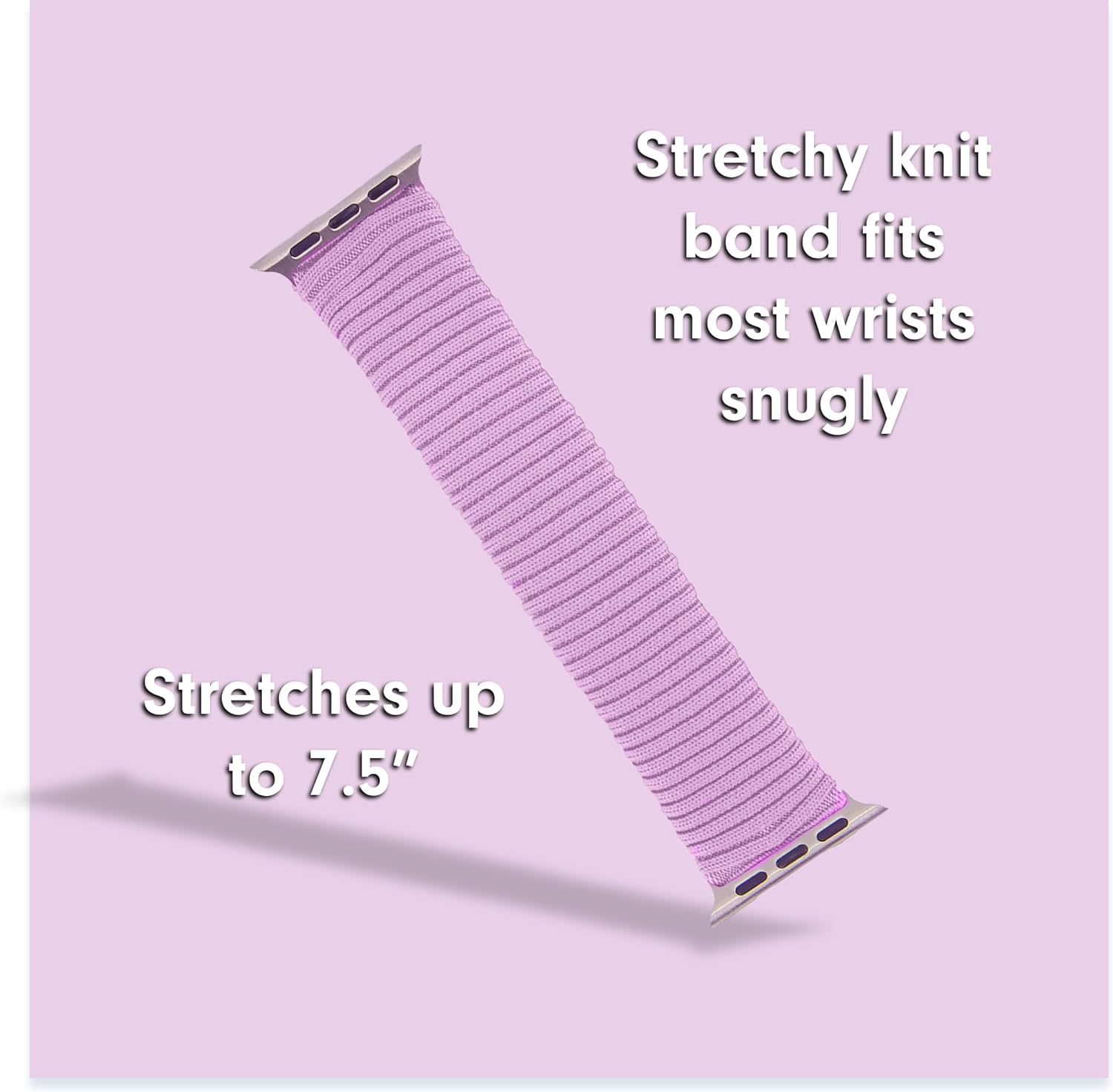 Sonix Knit Watch Band Compatible with Apple Watch | Stretch Ribbed Knit, Stylish, Sporty | 41mm/40mm/38mm, Series 9/8/7/6/5/4/3/2/1/SE | Lilac - Image 4