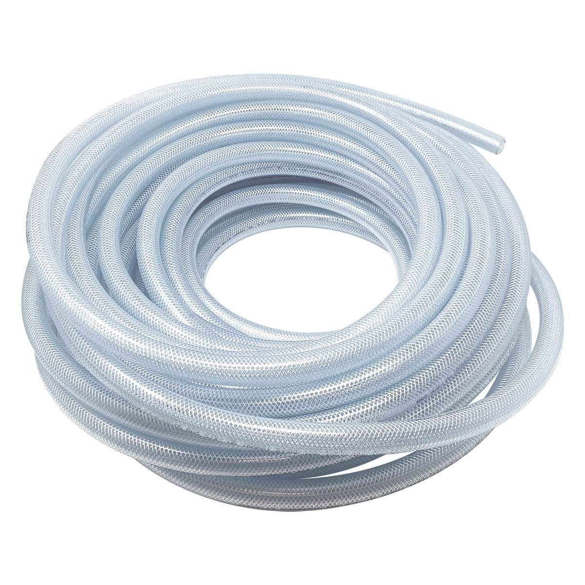 Gloxco Clear Braided PVC Tubing, Food Grade, Heavy Duty Reinforced Hose, 3/4" ID, 100 Ft Length