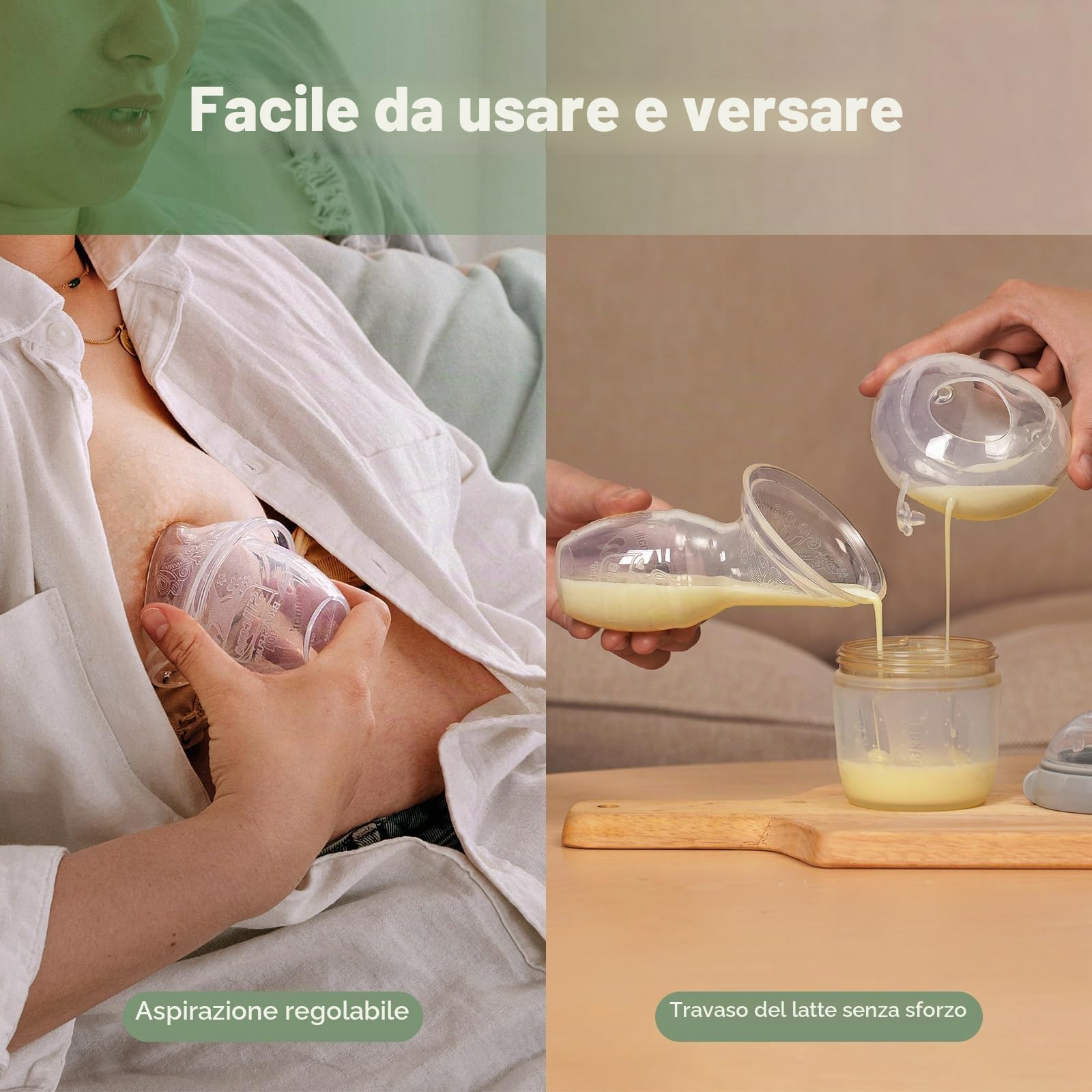 haakaa Silicone 100 ML Tiralatte Manuale & 75 ML Coppette Raccoglilatte, Raccolta del Latte Materno, Sano e Innocuo