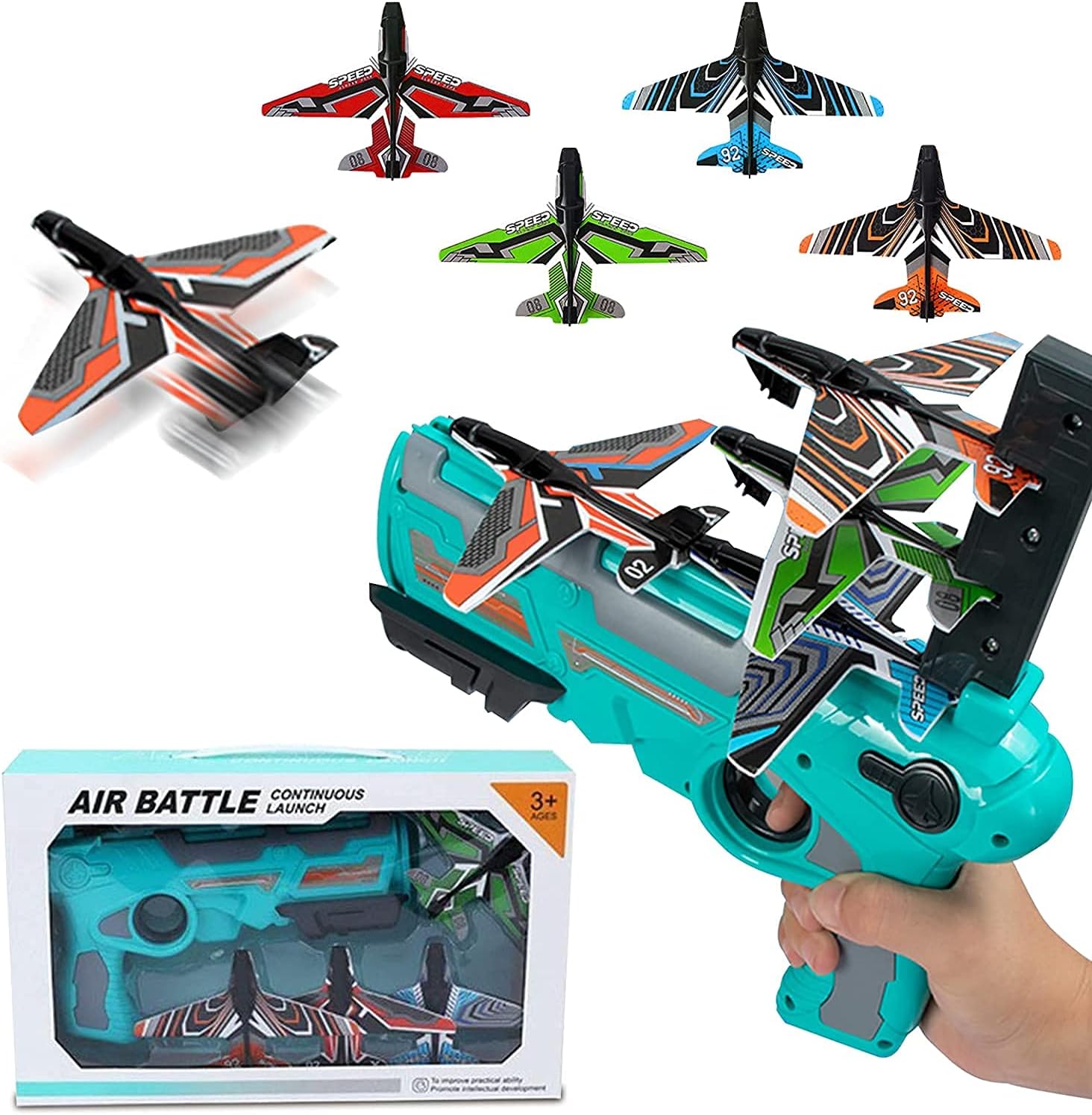 AM ANNA Airplane Outdoor toys,Kids Airplane Toys Airplane Launcher Toys for Kids Outdoor Sport Flying Toys and Outdoor Shooting Toys Gifts for 4 5 6 7 8 9 10 12 Year Old Boys Girls(Foam Airplane)
