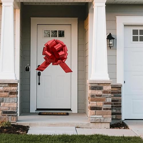 Miniatura 5 de Lazos de regalo (18 pulgadas, rojo) para decoración de automóvil, boda, celebración de fiesta de casas nuevas, decoración de Navidad. Arco redondo,